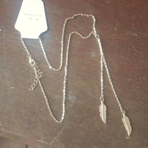 Gold Necklace with feather pendants